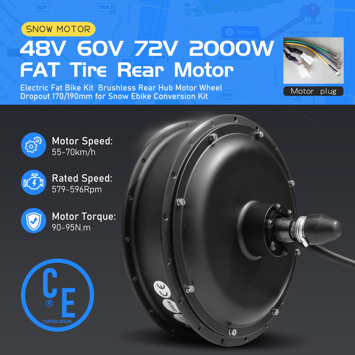 Motor de Cubo Traseiro Sem Esc - Fat Tire Ebike Conversion Kit 2000W avaliação e preço